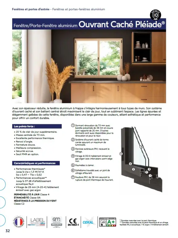 Porte-fenêtre aluminium à ouvrant caché Pléiade