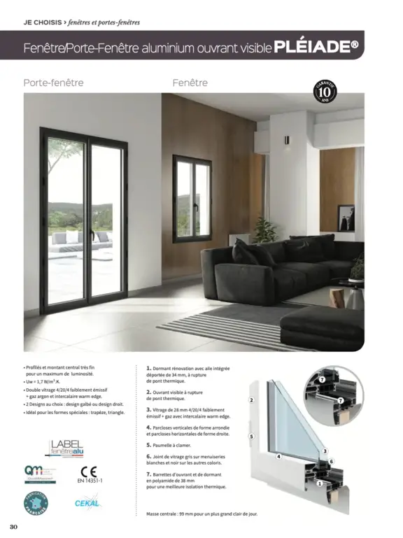 Porte-fenêtre aluminium Pléiade