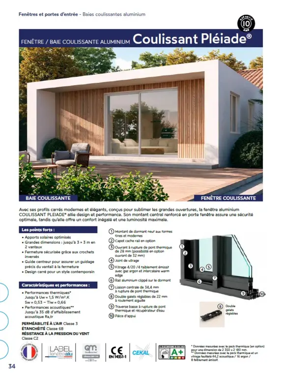 Fenêtre aluminium coulissant Pléiade